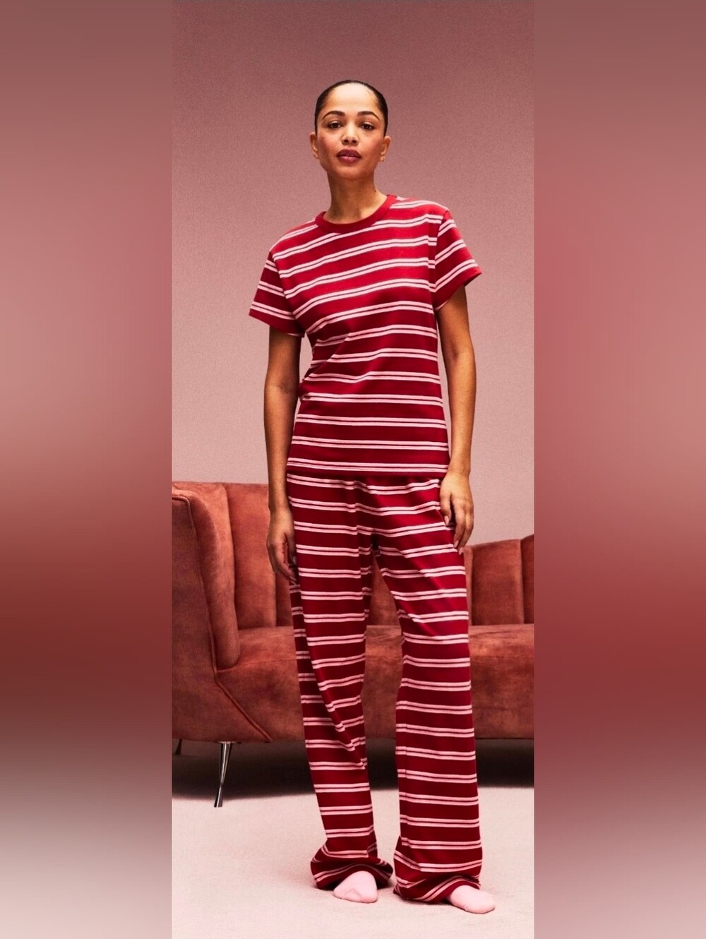 PARKE matching striped lounge set Red White Pink Athleisure Preppy Active